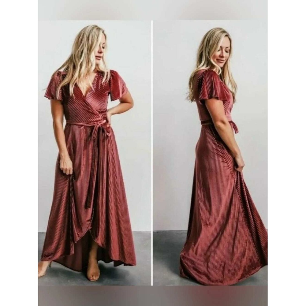 Baltic Born The Andi Ribbed Velvet Dark Rose Wrap Maxi Dress XXL NWT Fall Formal
